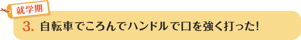 3.自転車でころんでハンドルで口を強く打った!