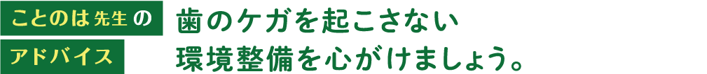 歯のケガを起こさない環境整備を心がけましょう。